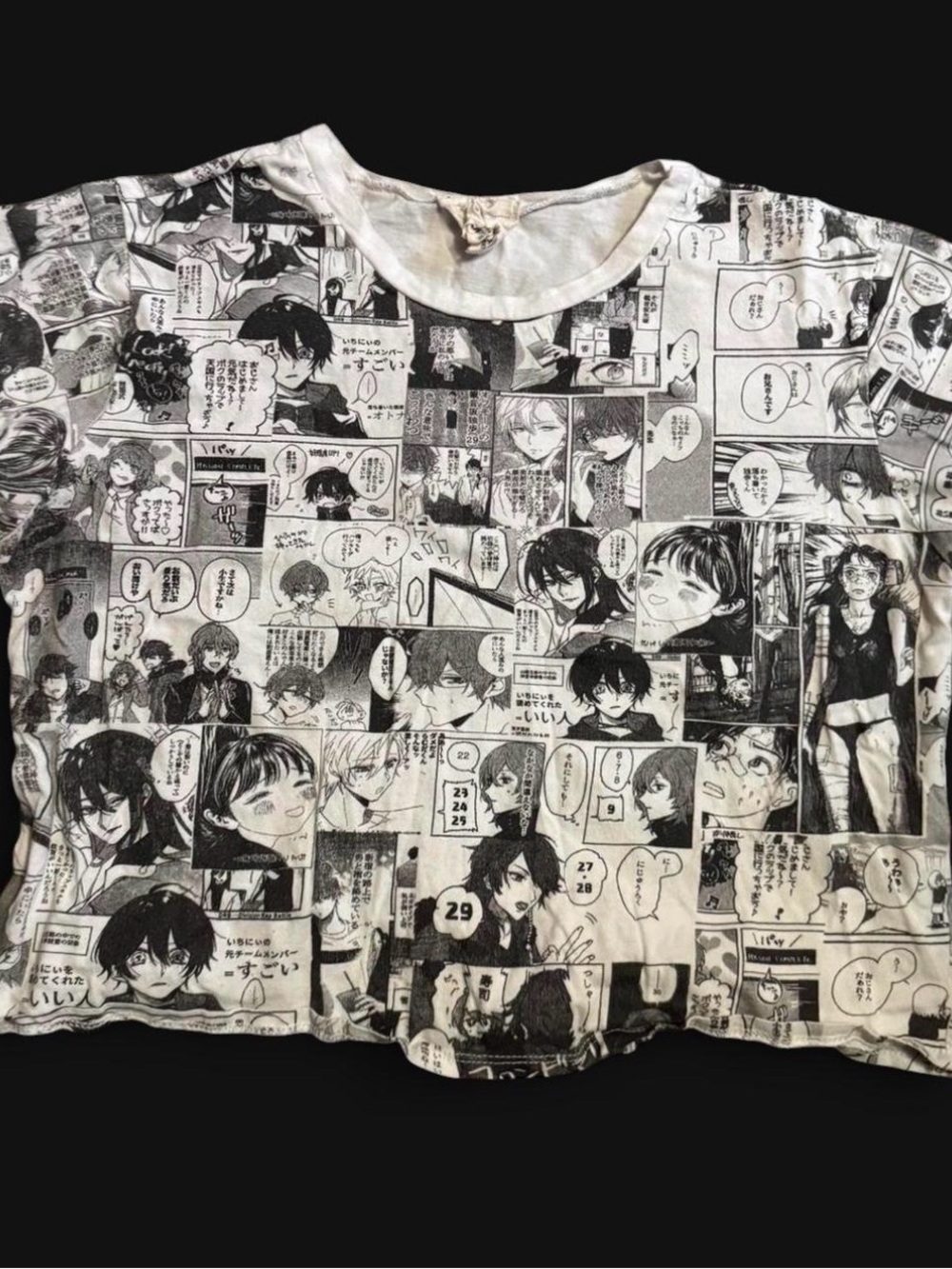 french pastry Black & White Manga Panel Tee